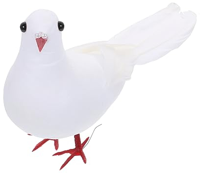 HOMSFOU 1stk Simulierte Friedenstaube Weihnachtsbaum-Vogel-Ornament Gefälschte Taube Requisiten Gartenvogelstatue Gefiederte Taube Figur Tiergartenstatue Füllstoff Weiß Feder Künstlich