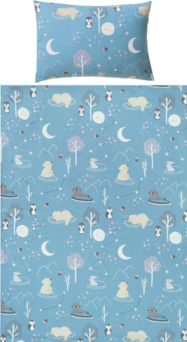 Erwin Müller Kinder-Bettwäsche Feinbiber blau Größe 1x 100x135 cm + 1x 40x60 cm