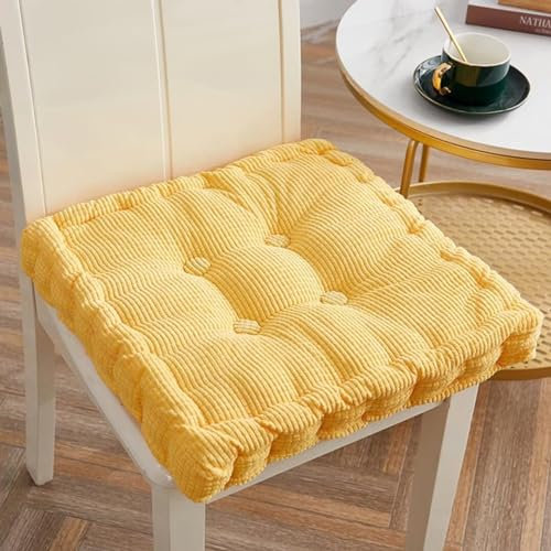 Bettschlange Sitzkissen Outdoor, 2er Set Stuhlkissen 45x45cm, Dicke Bodenkissen, Sitzpolster Outdoor für Bank und Gartenstuhl(Quadrat,Gelb,45 x 45 cm)