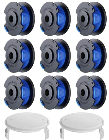 Bobina di filo per tagliaerba Ryobi, per tagliaerba Ryobi One +, diametro 1,65 mm, lunghezza 3,3 m (9 bobine di ricambio + 2 tappi)