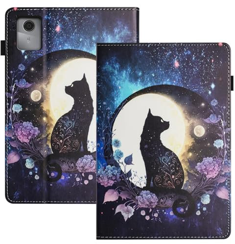 LSPCASA Carcasa para Lenovo Tab M11 11.0 Pulgadas PU+TPU Material Funda Tablet Lenovo M11 con Ranuras para Tarjetas Fundas con Cierre Magnético Gato