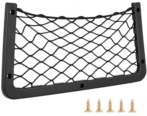 ACLONG Aufbewahrungsnetz 366x180mm mit Rahmen & Schraube, Auto Ablagenetz Kofferraum Gepäcknetz, Aufbewahrung Netz Netztasche Car Storage Mesh Organizer für Auto PKW KFZ LKW Wohnwagen, Schwarz
