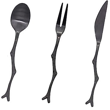 ABOOFAN Cuchillo Tenedor y Cuchara De Rama De Árbol Juego De Cubiertos De Acero Inoxidable Diseño Retro Ideal Para Eventos y Cena