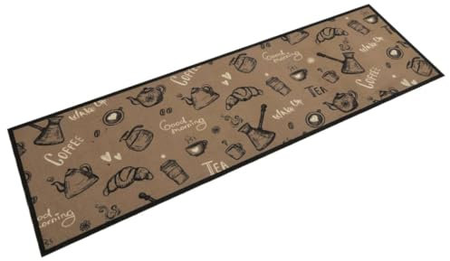 vidaXL Küchenteppich, Küchenläufer rutschfest Waschbar, Teppichläufer für Innen Außen, Teppich Läufer Küchenmatte, Morgen Braun 45x150cm Samt