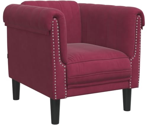 vidaXL Sessel, Polstersessel mit Stützbeinen, Relaxsessel Sofa für Wohnzimmer, Loungesessel Fernsehsessel Polstersofa, Modern, Weinrot Samt