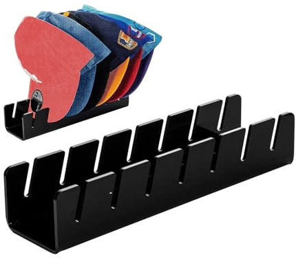 Huthalter Cap Halterung, Desktop Baseballkappen Organizer 29×7.6×5.8cm, Cap Aufbewahrung Zur PräSentation Von Baseballkappen, Kann Gespeichert Werden 7 HüTe Aufbewahren(Schwarz)