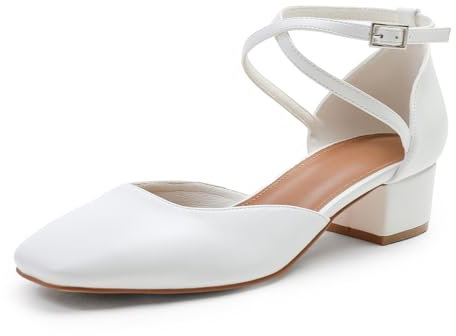 Womens Mid High Block Heels Mary Jane Court Shoes Ladies Chunky Dress Sandal Work Pumps Formal Smart Office Low Heeled Crossover Strap Dolly Wide Fit Extra Wide Fitting Width Light Shoes