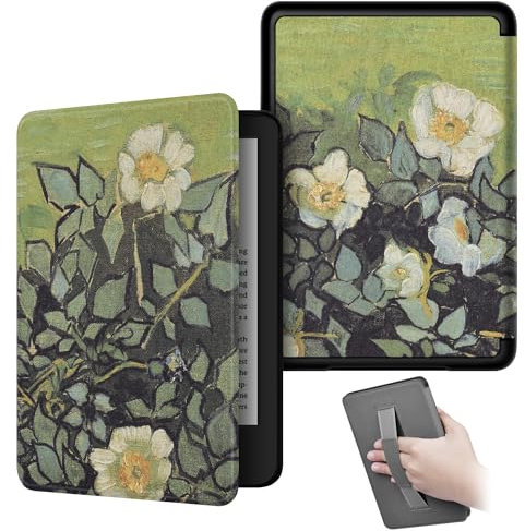 Chuupa Étui pour Kindle Paperwhite 6,8 (11e génération, 2021), en cuir léger, avec fonction veille/réveil automatique et sangle, non compatible avec la liseuse e-book Kobo/Sony 6,8, rose sauvage