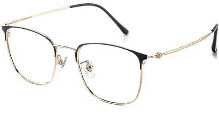 PRIVOZA Blaulicht-Brille, Computer-/Gaming-/TV-/Handybrille für Damen/Herren, blendfrei/UV400, leichter Titanrahmen, Schwarz / Gold, 53-20-145
