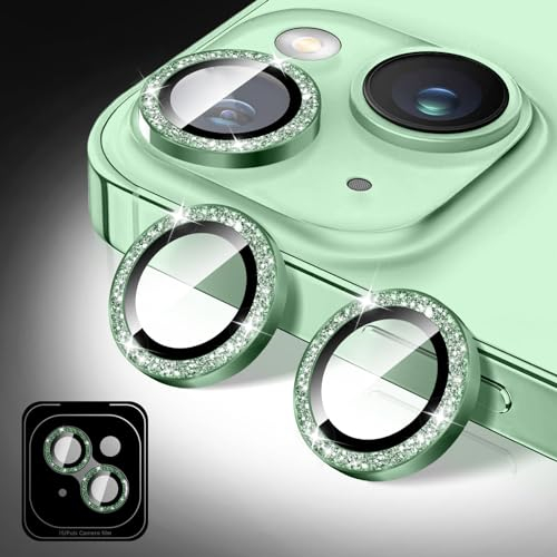 Kucheed Glitzer Kameraschutz für iPhone 11, Gehärtetes Glas Kameraobjektivschutz, Kamera-Abdeckungsfolie Aufkleber, Funkelnde Automatische Ausrichtung Individuelle Metallringe