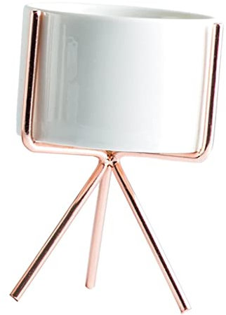 Eleganz und Funktionalität kombinierter Pflanzenständer im nordischen Stil mit Keramik-Blumentopfhalter – perfekt für Sukkulenten und Dekoration – Eisenständer – für Zuhause – S-Roségold 5,5 cm Topf