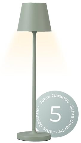 Tischlampe kabellos dimmbar - 2200mA Akku LED Tischleuchte mit Touch & Ladestation - IP54 Indoor & Outdoor geeignet - Nova Leuchte warmweiß 2700K -leichte & hochwertige Beleuchtung (grün)