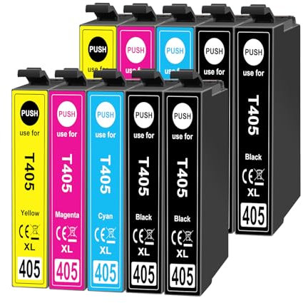 Yowell 10x 405XL Druckerpatronen Kompatibel für Epson 405 405xl Multipack für Workforce Pro WF-3820DWF WF-3825DWF WF-4820DWF WF-4825DWF WF-4830DTWF WF-7830DTWF WF-7835DTWF WF-7840DTWF