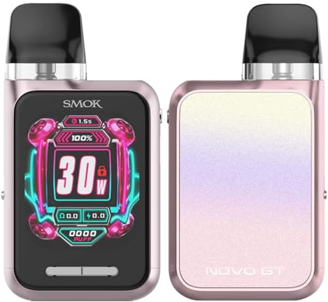 SMOK Novo GT Box Kit Full-Screen Vape 30W Electronic Cigarette with 1700mAh Battery 2ml Novo Pod M Cartridge 0.6/0.8ohm No Nicotine (Rosa e 7 colori)