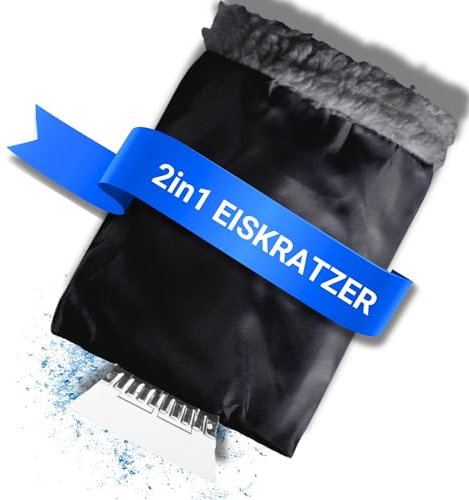 Eiskratzer Auto mit Handschuh - 2in1 Autozubehör mit weichem Handschuh & ergonomischen Eisschaber - langlebig, mühelos & rückstandlos enteisen - Car Accessoires für kalte Tage, Farbe:schwarz/weiß