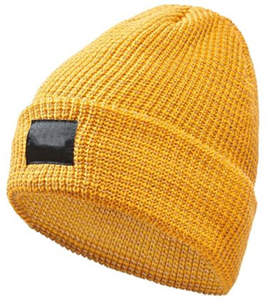 Flex Beanie Reflektierende Mütze für Damen Herren, warme reflektierende Strickmütze für den Winter, dicke, kältebeständige Plüschmütze für Outdoor-Sportarten (DE/NL/SE/PL, Alphanumerisch, L, Yellow)