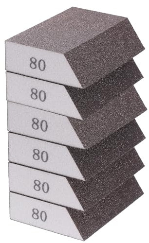 sourcing map 6pcs Sanding Sponge Blocks 180-220 Grit Sanding Sponge with Angled Edge 4x2.8x1, Washable and Reusable Foam Sanding Block for Polishing Kitchen Metal Wood Drywall Home