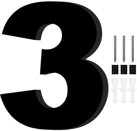 1 Pièce Numéro Boite aux Lettres,Chiffre Boite aux Lettres Exterieure,Chiffres de Boite aux Lettres,Numero de Rue,Numero de Maison Exterieur,Plaque Numero Maison Exterieur,Hauteur 20cm,Noir(Numéro 3)