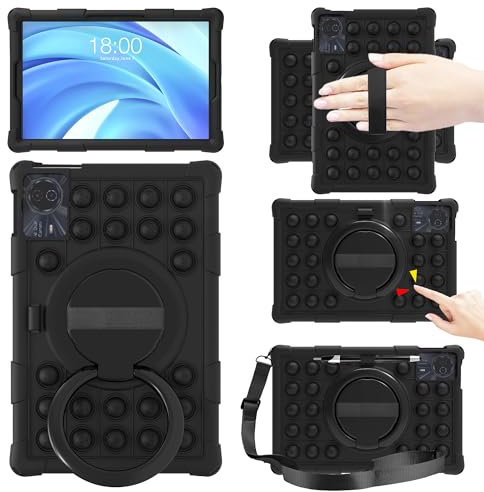 EspZanthic Hülle für DOOGEE T30 Pro, 360° Drehbarer Stand Cover, Silikon Schutzhülle Case für DOOGEE T30 Ultra/DOOGEE T30S/DOOGEE T30SE/T40 Tablet 11 Zoll, Schwarz