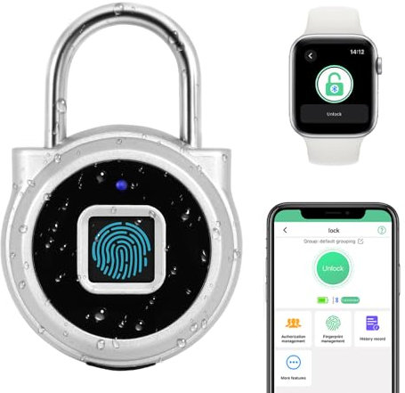 Gym Locker Vorhängeschloss eLinkSmart Fingerabdruck Vorhängeschloss Bluetooth App Autorisierte Ansicht Aufzeichnung Wasserdicht Sicherheit Keyless Smartes Zahlenschloss für Outdoor Spind Rucksack