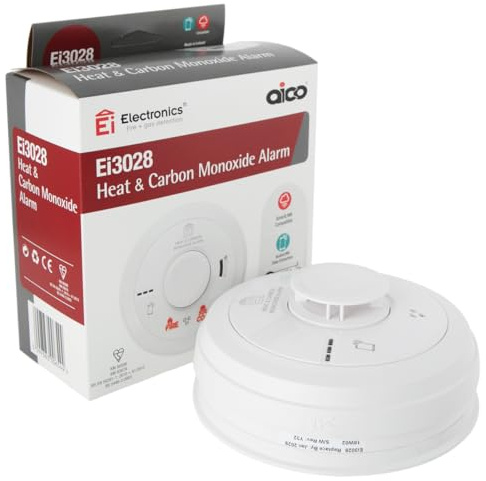 Aico Mains Lithium Heat Optical Carbon Monoxide Multi Linkable Smoke Alarms (Multi Sensor Heat + Carbon Monoxide Ei3028)