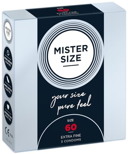 MISTER SIZE Kondome – Extra Dünn & Hauchzart – Gefühlsecht & Extra Feucht – Perfekte Passform – Aus Naturkautschuk-Latex für Natürliches Gefühl & Höchste Sicherheit (3er Pack, 60mm)