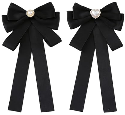 RELKLYU 2 Pièces Épingles De Streamer De Perles À Nœuds, Broche Élée De Personnalité pour Femmes, Badges De Style Scolaire Créatifs, Accessoires De Vêtements Amusants.