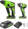 Greenworks Martello perforatore a batteria da 24 V, 1,2 J, con avvitatore a percussione 300 Nm, batteria da 2 Ah e caricatore