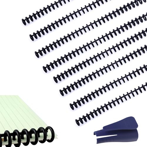QIUMING 12mm Peignes de Reliure en Plastique Plastique à Feuilles Mobiles Avec 30 Trous ouvre-classeur pour reliure à feuilles mobiles 80 feuilles Capacité pour DIY Papier Cahier Album (Noir, 12mm)