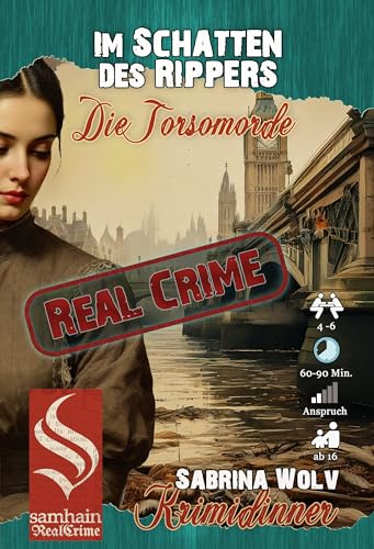 Samhain Verlag Real Crime Dinner: Im Schatten des Rippers, Krimi-Gesellschaftsspiel, 4-6 Spieler, ab 16 Jahre, 60-90 Minuten