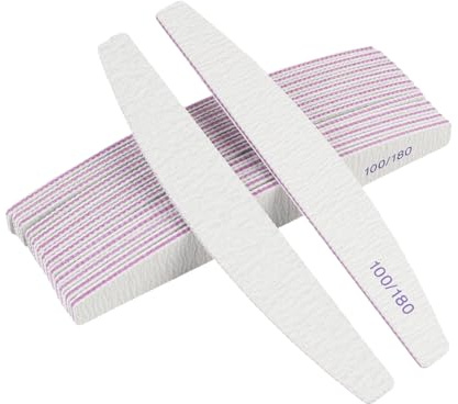 16 Pezzi Lime per Unghie, Lima per Unghie 100/180 a Doppia Faccia Lavabile, La forma a mezzaluna, per Uso Domestico e Salone, Limetta Unghie Naturali e Gel, Grigio