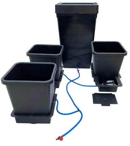 Autopot 1Pot Bewässerungssystem 3Pot, 3 Töpfe à 15 Liter, Automatische Bewässerung ohne Strom, Schwarz