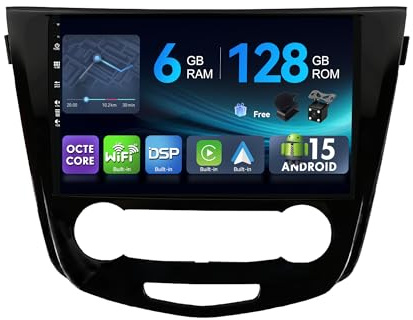 [6G+128G,Octa-Core] - MSD Autoradio für Nissan Qashqai J11 X-Trail Rouge 2014-2018 | Android 15 GPS Navi Radio | CarPlay Android Auto Lenkradsteuerung DSP DAB | Rückfahrkamera MIC | 2 Din 10.1 Zoll
