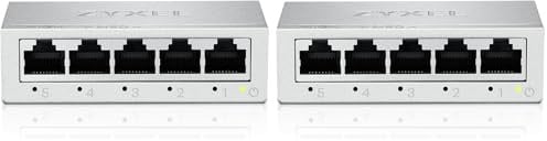 Zyxel Switch a 5 Porte Gigabit Non Gestito | Ethernet Splitter | Montaggio a Parete o da Tavolo [GS-105B v5] (Confezione da 2)