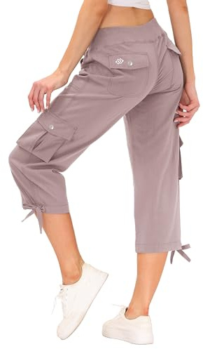 MoFiz Pantaloni Capri Donna Pantalone Cargo 3/4 Traspiranti Estivi Pantaloni da Escursionismo Trekking Sportivi Viaggio con 6 Tasche