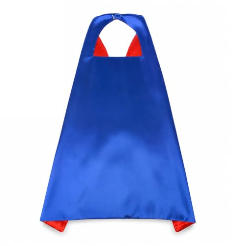 VYNZOR 1 Set, Superheld Cape Kostüm Kids Blau Rot mit Maske, Kurzer Doppelseitiger Umhang, Halloween Kostüm Kinderkostüm, Faschingskostüm Karneval Cosplay, Für Mädchen und Jungen, Helden Kostüm