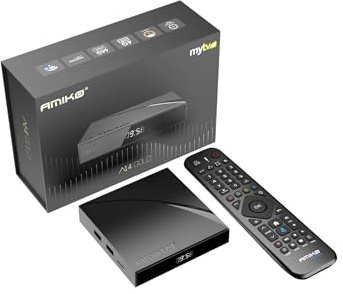 Amiko A14 Gold - 4K Android OTT Media Streamer | Android 14, 4 GB RAM, 64 GB minne, Wi-Fi 6, Bluetooth 5.2, Gigabit LAN för streaming och multimedia