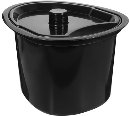 Pot de Chambre Ménager en Plastique Noir 5l avec Couvercle | Seau avec Couvercle, Pot pour Patients, Bassin de Lit en Plastique, Pot de Toilette