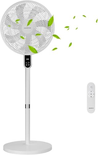Aigostar Standventilator 50W mit 7 Flügeln, 28dB Leise, 120° Oszillation, 12H Timer, Höhenverstellbar 91-125cm, 3 Modi & Geschwindigkeitsstufen, Ventilator mit Fernbedienung für Schlafzimmer & Büro