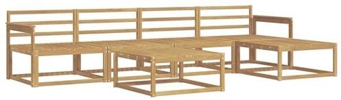 vidaXL Outdoor-Sofagarnitur 6 pcs Weiß 79 x 79 x 37 cm, Patio-Lounge-Set, modernes Outdoor-Sofa, wetterfestes Gartenmöbel, Akazienholz