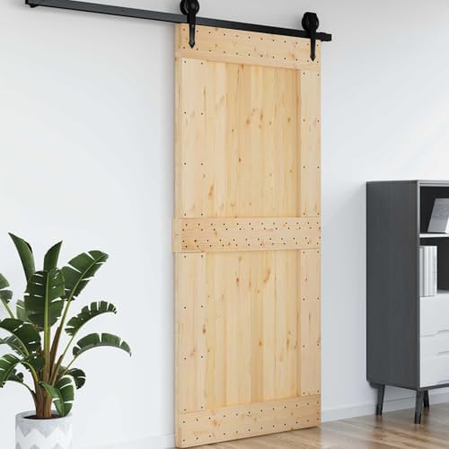 kithwjll Tür NARVIK Natur 100 x 210 cm Massivkiefer Innentür Zimmertür Holztür mit Türblatt Zarge Rahmen Griff Schloss für Renovierung Einbau