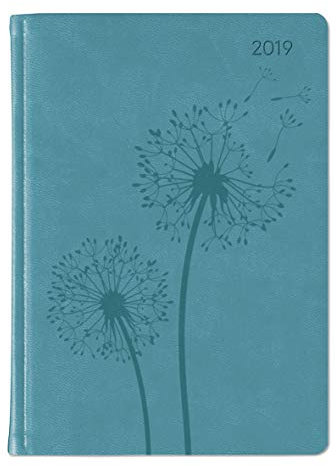 Ladytimer Deluxe Turquoise 2019 - Taschenplaner / Taschenkalender A6 - Tucson Einband - Motivprägung Pusteblume - Weekly - 192 Seiten