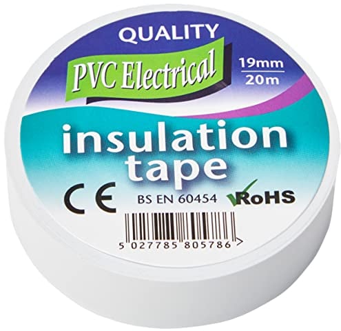 Mercury | 20 Metre Electrical Insulation Tape – Strong PVC Adhesive | Water-Resistant & Flame Retardant | BS Approved | Professional & DIY Use | White