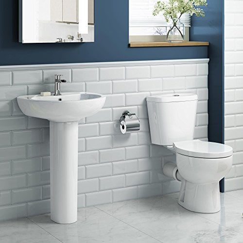 Round Pedestal Basin & Close Coupled Toilet Complete Bathroom Suite Set CS613A