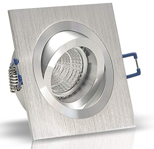 trendlights24 Noble Decken Einbauleuchte 1x Alu Silber eckig 12V Niedervolt GU5.3 schwenkbar - ohne Leuchtmittel - Aluminium Einbaustrahler Einbauspot