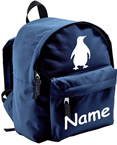 Shirtinstyle Kinder Rucksack Pinguin, mit Name veredelt, ideal für Kita, Farbe blau