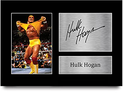 HWC Trading Hulk Hogan A4 Ungerahmt Signiert Gedruckt Autogramme Bild Druck-Fotoanzeige Geschenk Für Wwe Wwf Wrestling-Fans