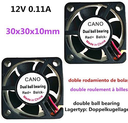30x30x10mm DC 12V Brushless double roulement à billes ventilateur pour 3d imprimante 2-Pack