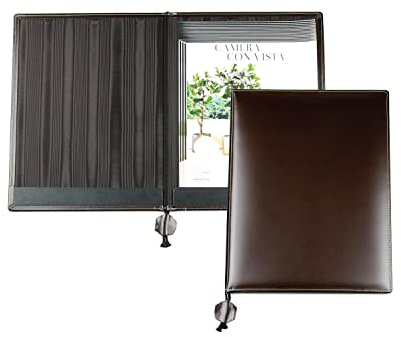 DELMON VARONE - Personalisierbare Urkundenmappe DIN A4 aus Cambridge Top Grain Leder braun, Dokumentenmappe mit 2 Einsteckleisten, Hardcover & Moiré Innenfutter für Dokumente, Zeugnisse & Urkunden