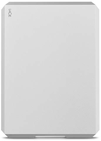 LaCie Mobile Drive, 2TB , External Hard Drive, Moon Silver, USB-C, 2 year Rescue Services (STHG2000400)